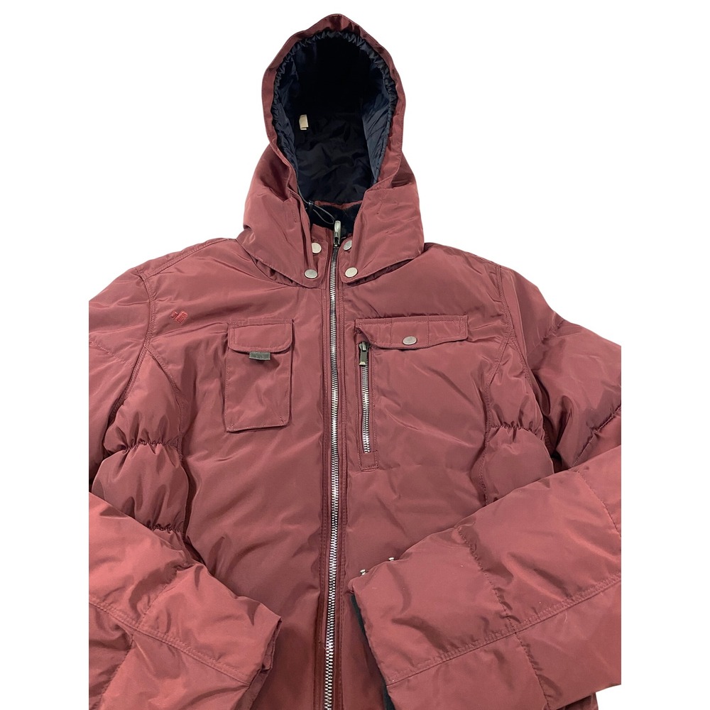 Obermeyer Vintage Burgundy Ruched Puffer Jacket Hooded Ski Women Size‎ S